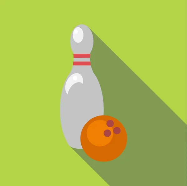 Bowling pictogram, vlakke stijl — Stockvector