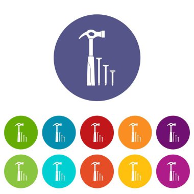 Çekiç ve çivi Icons set