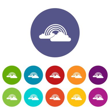 Gökkuşağı ve bulutlar Icons set