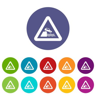 Nehir kıyısı trafik işaretleri Icons set