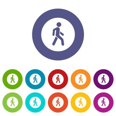 Yayalar giden tek yol işareti Icons set