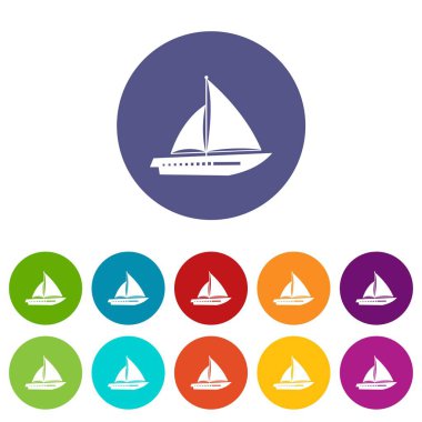 Yelkenli yat Icons set