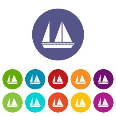 Yelkenli tekne Icons set