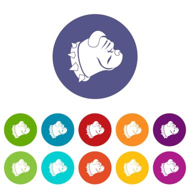 Bulldog köpek Icons set