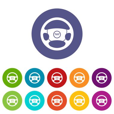 Direksiyon simidi Taxi Icons set