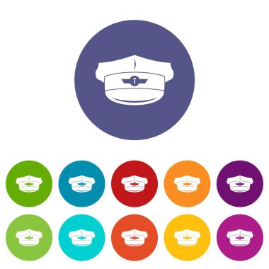 Cap taksi şoförü Icons set