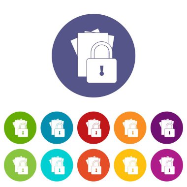 Asma kilit klasörlerle Icons set