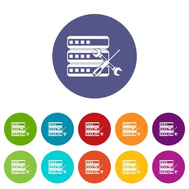 Tornavida ve anahtar kümesi simgeleri ile veritabanı