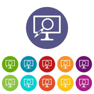 Bilgisayar monitörü Büyüteç Icons set