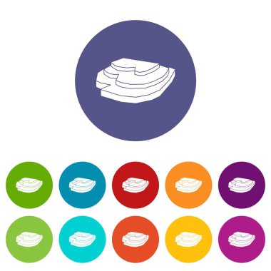 Pirinç alan Icons set