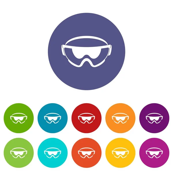 Safety glasses set icons — Stock Vector
