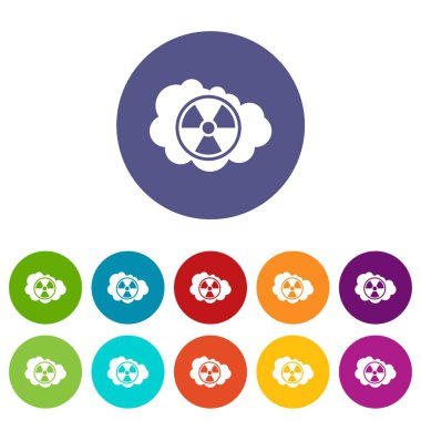 Bulut ve radyoaktif işareti Icons set