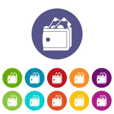 M-cüzdan nakit Icons set