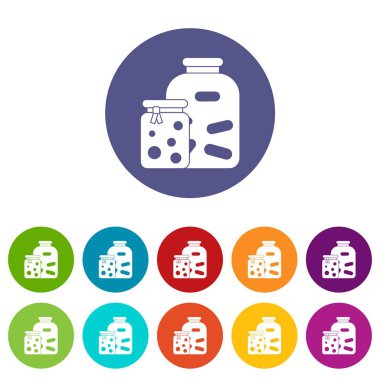 Kavanoz turşu sebze ve reçel ile Icons set