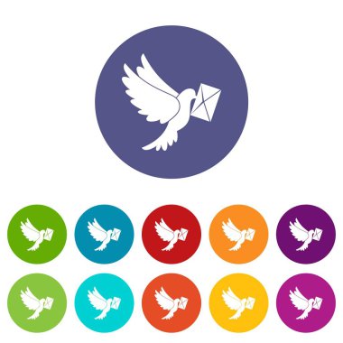 Zarf taşıyan güvercin Icons set