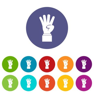 Sayı dört set simgeleri gösterilen el