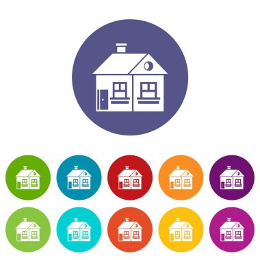 Büyük tek katlı ev Icons set