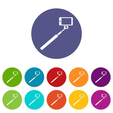 Selfie sopa ve smartphone Icons set