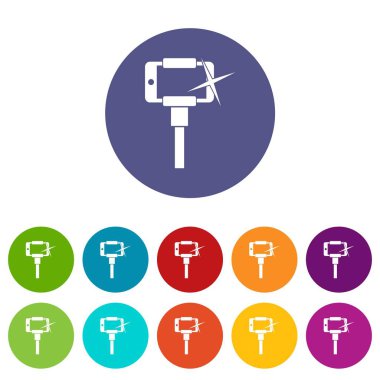 Smartphone selfie Stick Icons set
