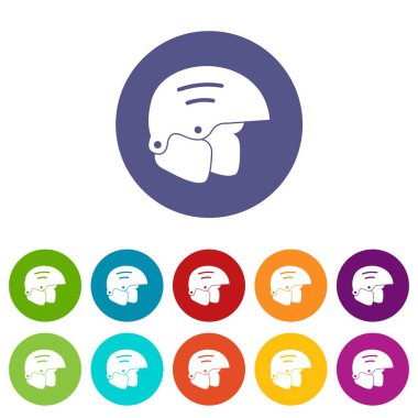 Snowboard kask Icons set