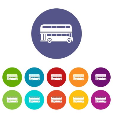Çift katlı otobüs Icons set