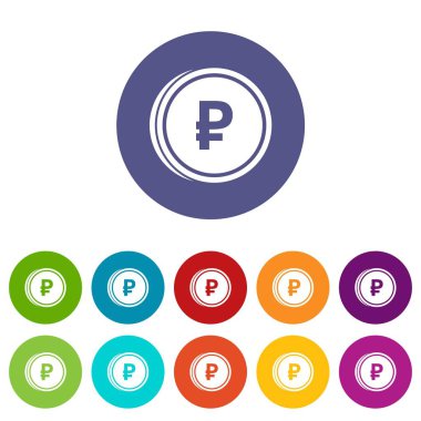 Madeni para Rublesi Icons set