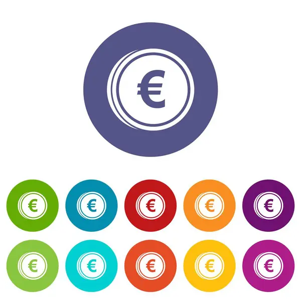 欧元硬币设置图标 — 图库矢量图片