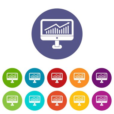 Büyüme grafik bilgisayar monitör Icons set
