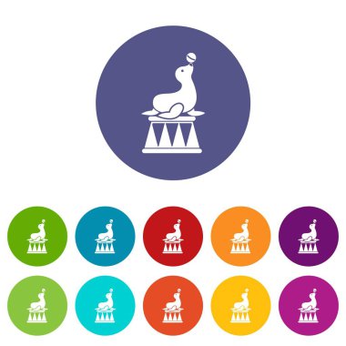 Sirk mühür topuyla Icons set