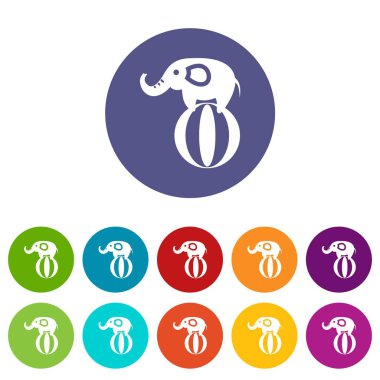 Bir topa Dengeleme fil Icons set