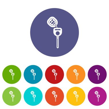 Araba anahtarı uzaktan kumanda ile Icons set