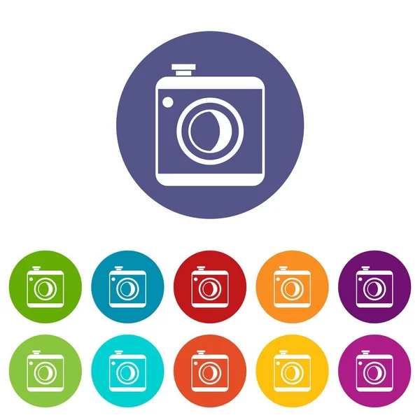 Vintage photo camera set icons — Stock Vector