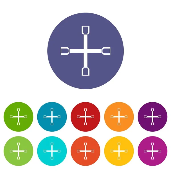 Klíč kola křížový sady ikon — Stockový vektor