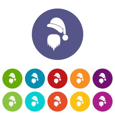 Santa Claus şapka ve sakal Icons set