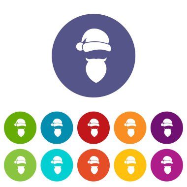 Santa Claus şapka ve sakal Icons set