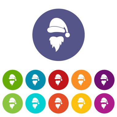 Santa Claus şapka ve sakal Icons set