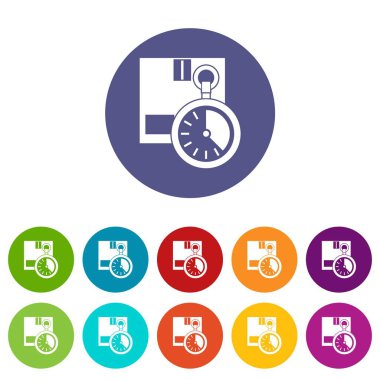 Kronometre ile karton kutu Icons set