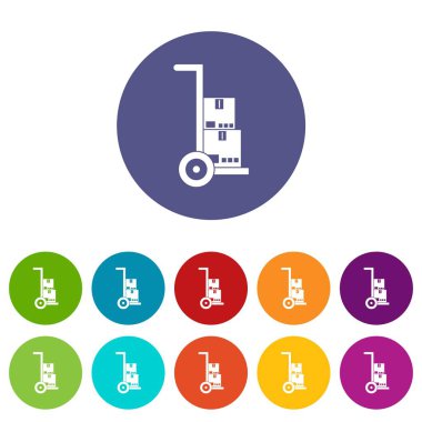 El arabası ile kartonlar Icons set