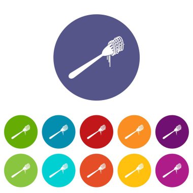 Spagetti bir çatal üzerinde Icons set