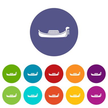 Venedik gondol Icons set
