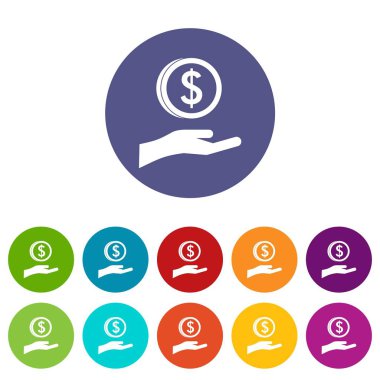 El ve Doları para Icons set