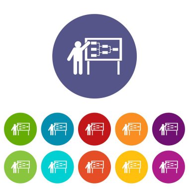 İşadamı ve sunum ekran Icons set