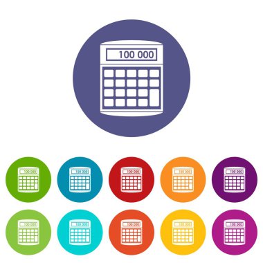 Bir elektronik hesap makinesi Icons set