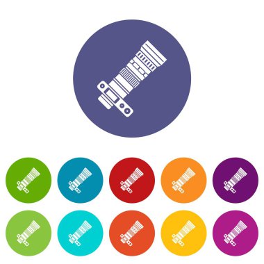 DSLR fotoğraf makinesi ile vınlamak mercek Icons set