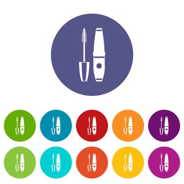 Maskara, fırça set simgeleri maskara