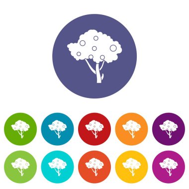 Elma elma ağacı dalları üzerinde Icons set