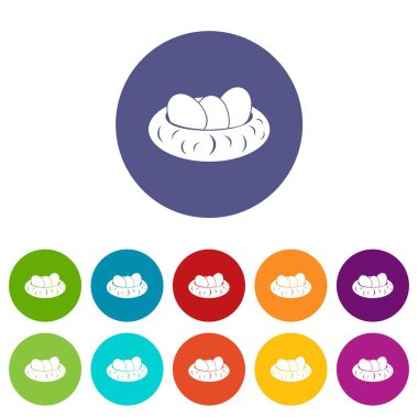 Yumurta yuvada Icons set