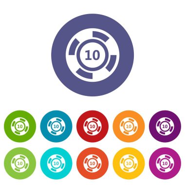 Casino çip Icons set