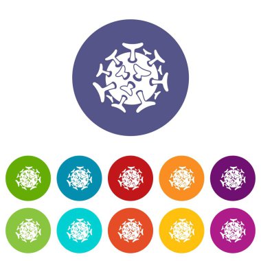 Yuvarlak viral bakteri Icons set