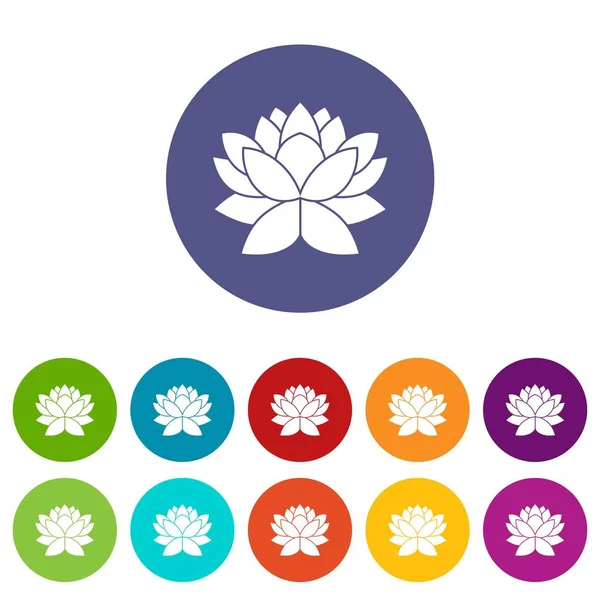 Conjunto de flores de loto iconos — Vector de stock